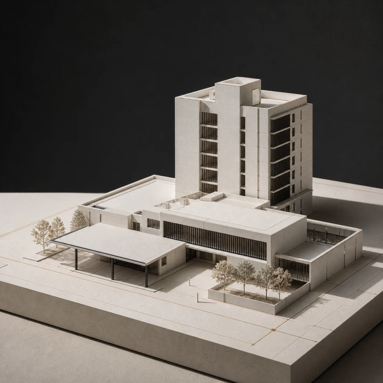 Conceptual healthcare architectural artefact; not project photography