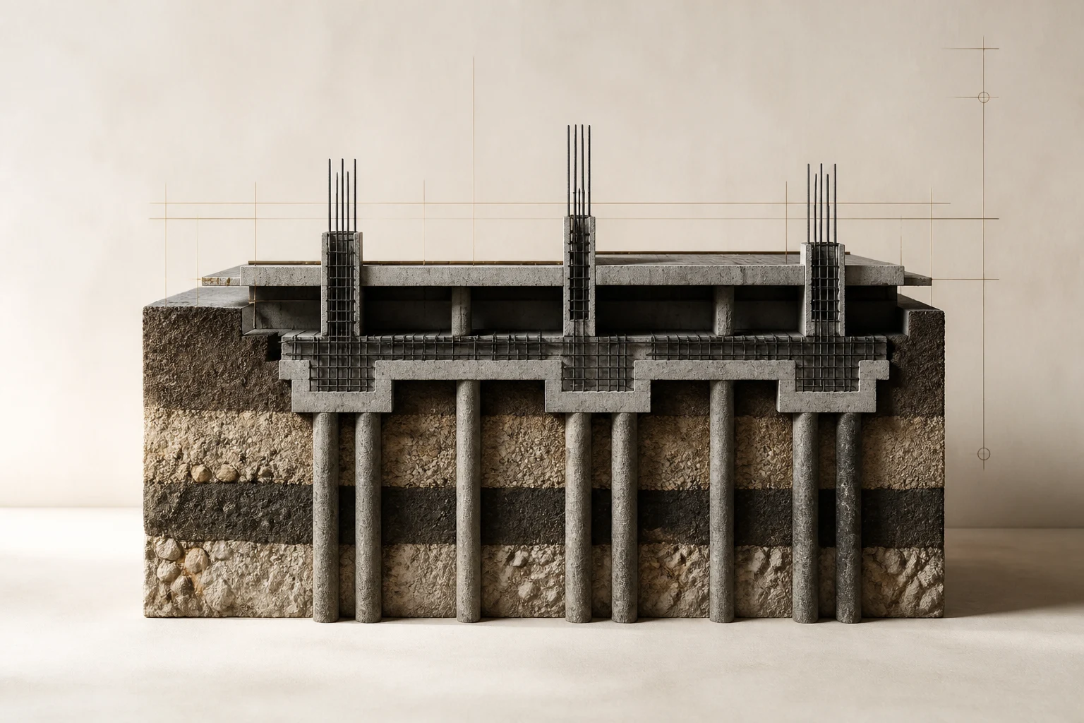 Conceptual architectural artefact illustrating foundation