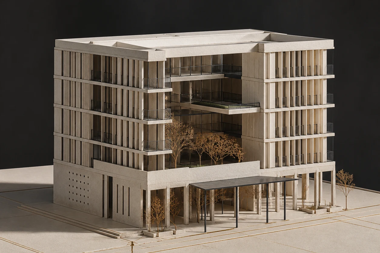 Conceptual commercial architectural artefact; not project photography
